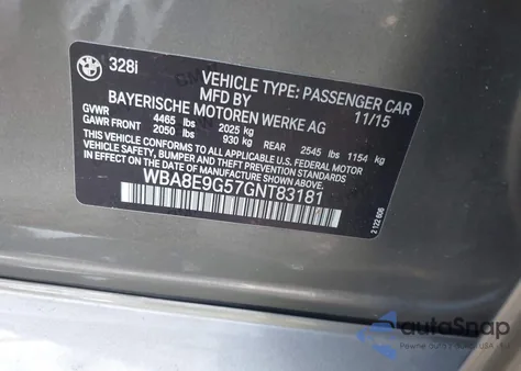 2016 BMW 328I z USA, uszkodzony, nr VIN WBA8E9G57GNT83181